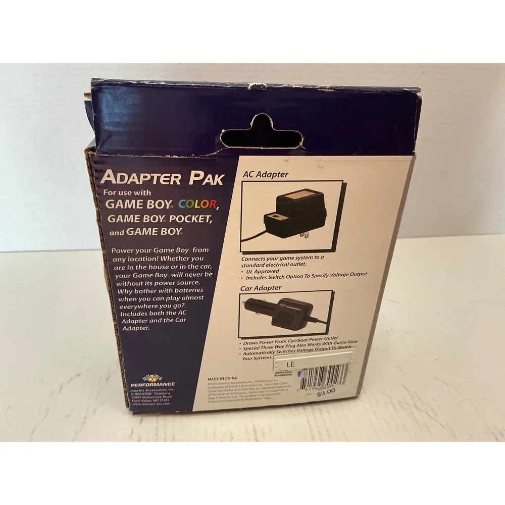 Performance Vintage Game Boy Adapter Pak AC Power Adapter No Car Charger